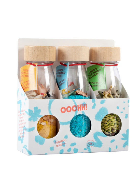 3 bouteilles sensorielles nature - Petit Boum