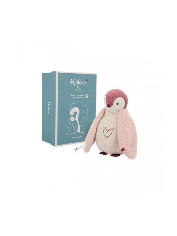 Peluche veilleuse manchot Rose