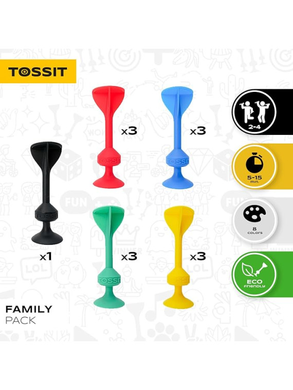 TOSSIT Jeu de Fléchettes Ventouse Silicone, Family Pack