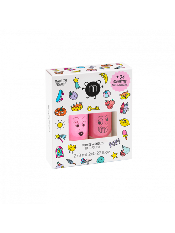 Coffret Stickers et Vernis Enfant 2 vernis + 24 stickers