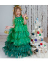 Deguisement- Robe sapin de Noël - Vert/Or 5/6 ans