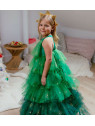 Deguisement- Robe sapin de Noël - Vert/Or 5/6 ans