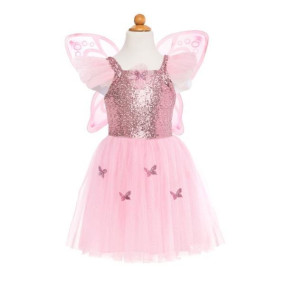 ROBE PAPILLON ROSE AVEC AILES 5/7 ANS