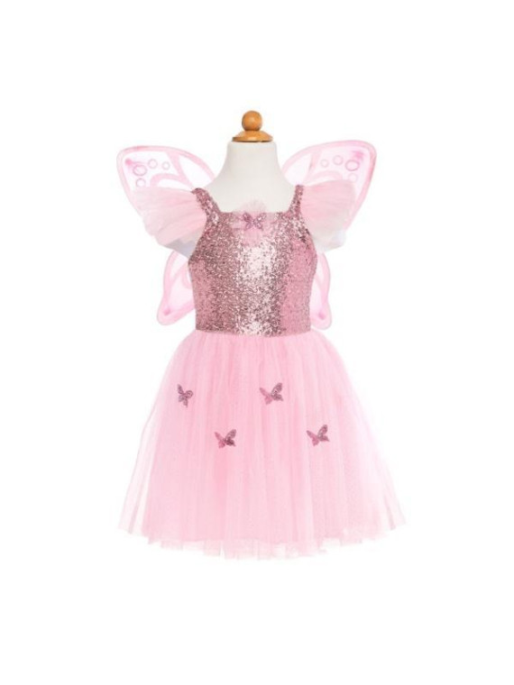 ROBE PAPILLON ROSE AVEC AILES 5/7 ANS