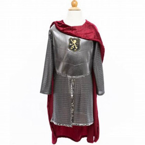 Costume de chevalier dargent avec cape rouge 5/6ans