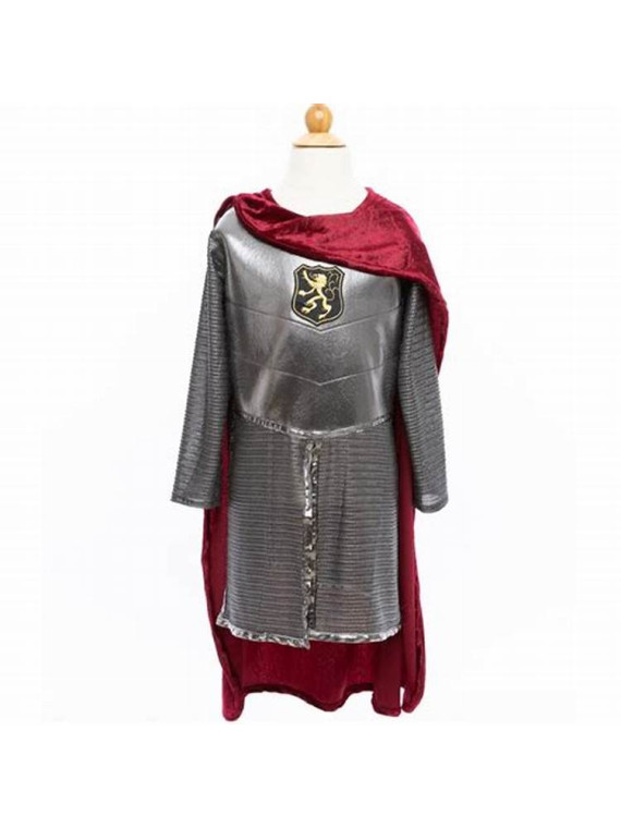 Costume de chevalier dargent avec cape rouge 5/6ans