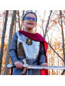 Costume de chevalier dargent avec cape rouge 7/8 ans