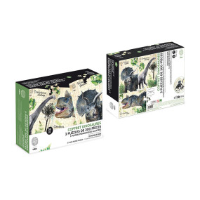 Coffret de 3 puzzles dinosaures avec posters