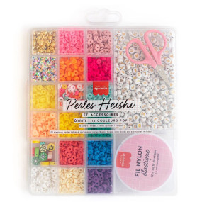 Boîte de 16 Couleurs de Perles Heishi - Pop