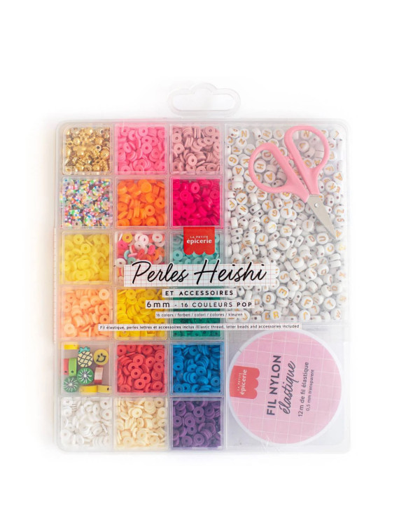 Boîte de 16 Couleurs de Perles Heishi - Pop