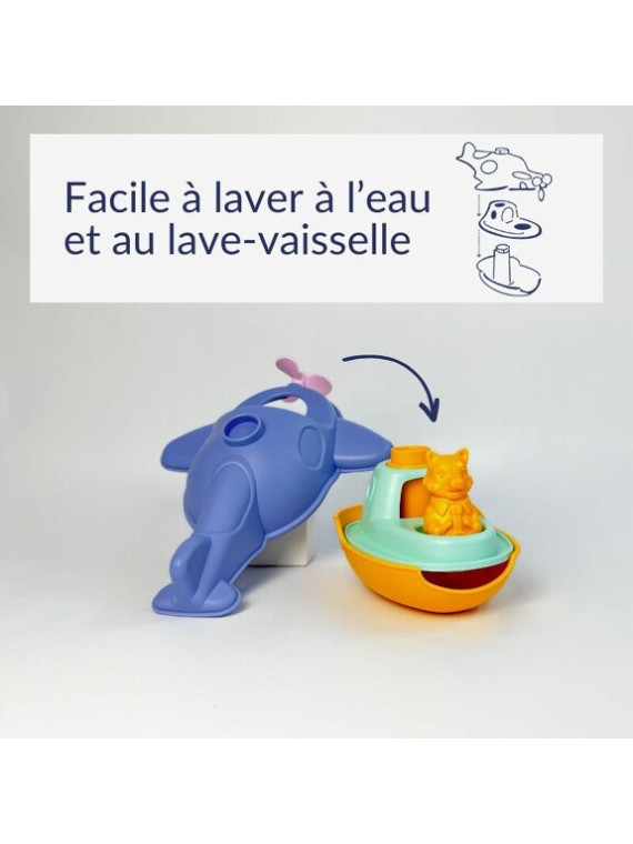 Sous-Marin 2-en-1 et Figurine, Jouet Éducatif pour Le Bain,