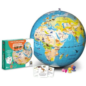 Globe gonflable Mission animaux STICK N QUIZ Maxi 42 cm