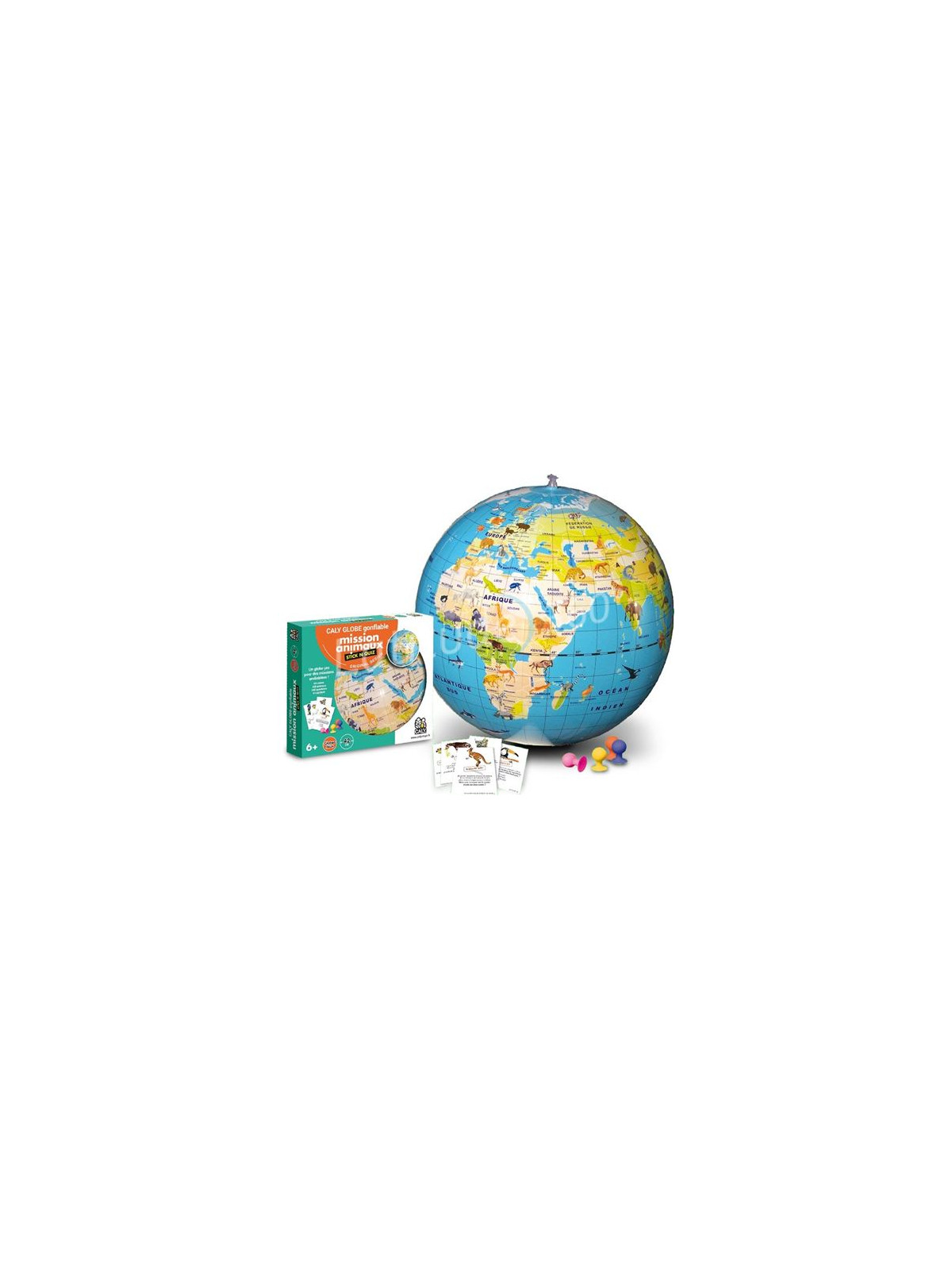 Globe gonflable Mission animaux STICK N QUIZ Maxi 42 cm