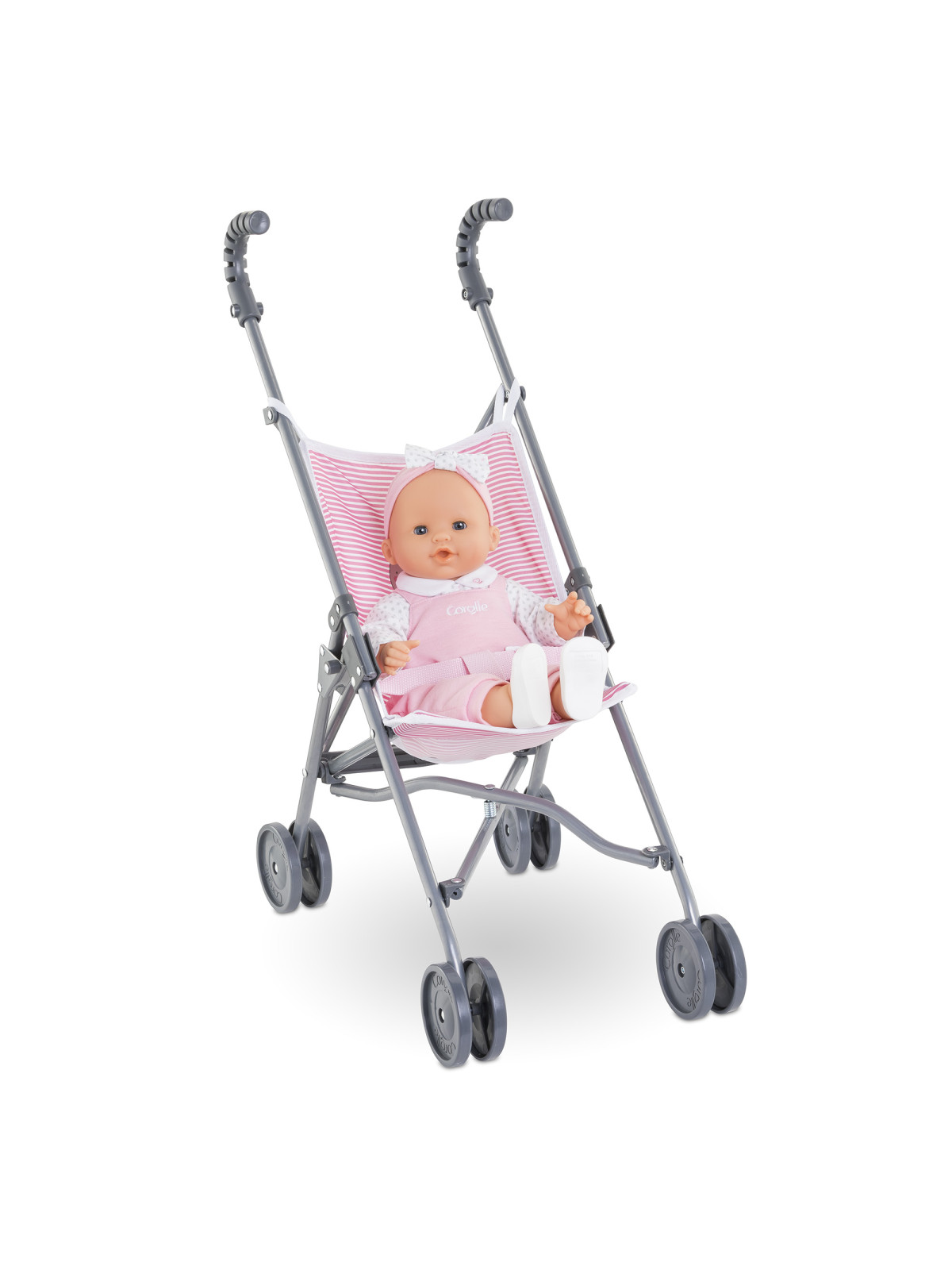 Poussette Canne Rose pour poupon 36/42/52 cm