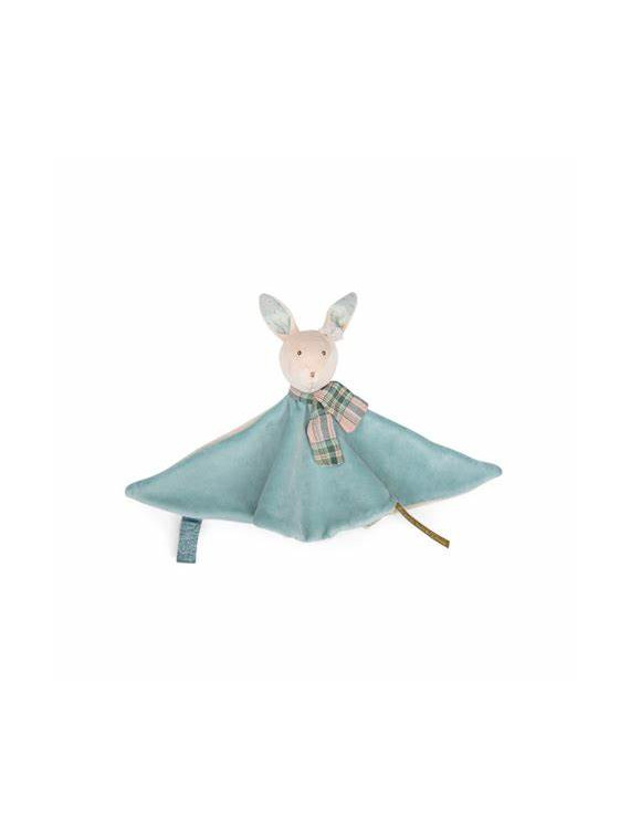 Doudou lapin bleu